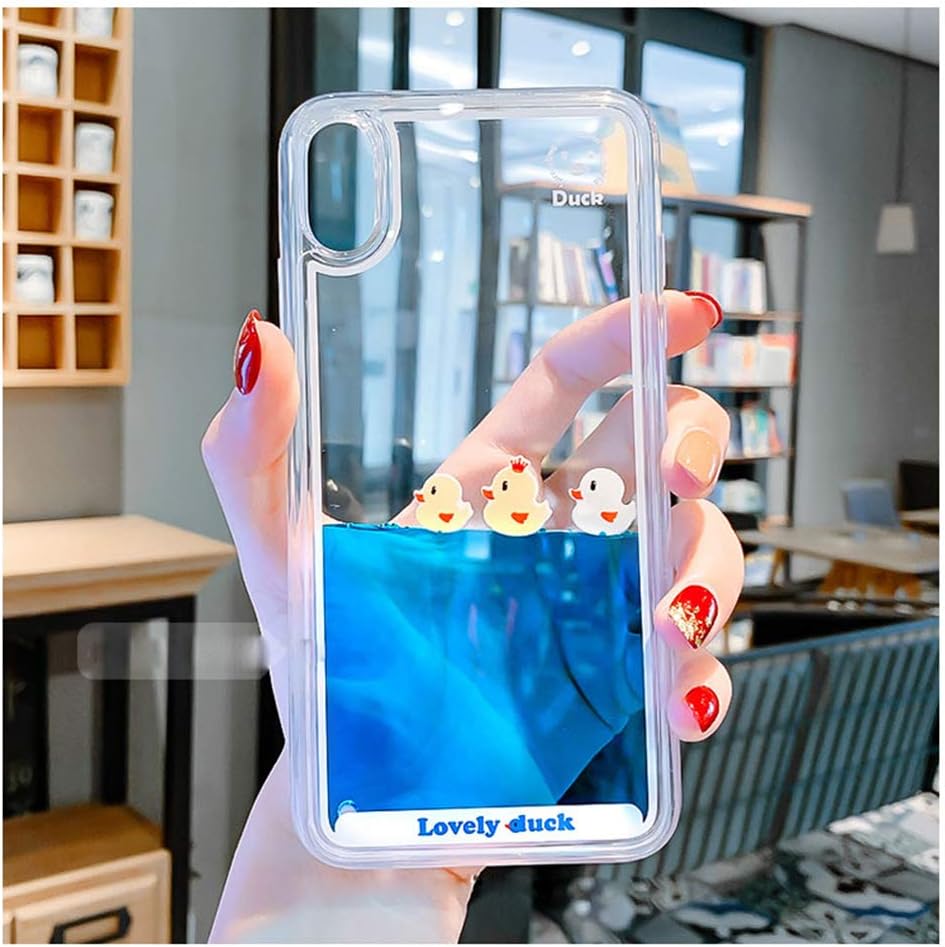LUVI Compatible with iPhone 16 Pro Max Liquid Case Cute Funny Cartoon Moving Water Duck Quicksand Flowing Floating Waterfall Protective Soft Silicone Rubber Cover for Women Girls Blue - Image 5