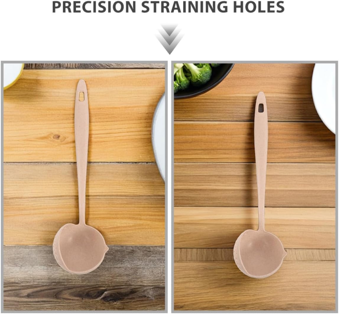 6pcs 1 Soup Ladle Strainer Spoon, Long Handle Plastic Skimmer