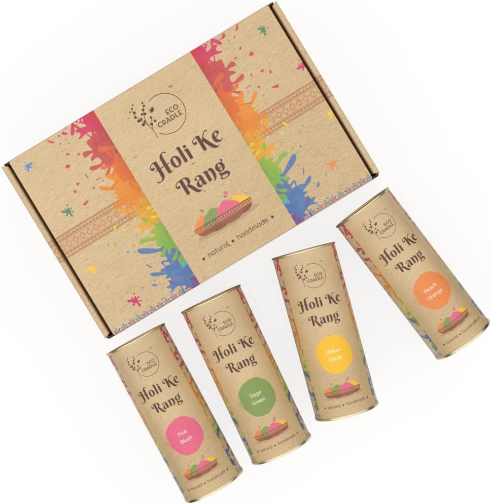 Ecocradle Natural Holi Colours, Non-Toxic Gulaal for Holi, 400gms (Pack of 4)