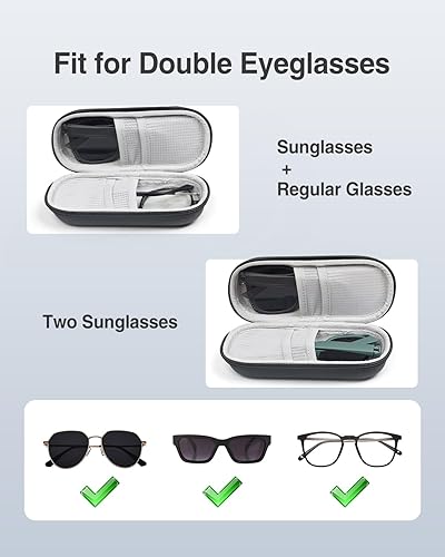 Vista 3 de Luxtude Estuche doble para lentes, carcasa dura, doble funda para lentes de sol, organizador de lentes de sol de viaje para mujeres y hombres