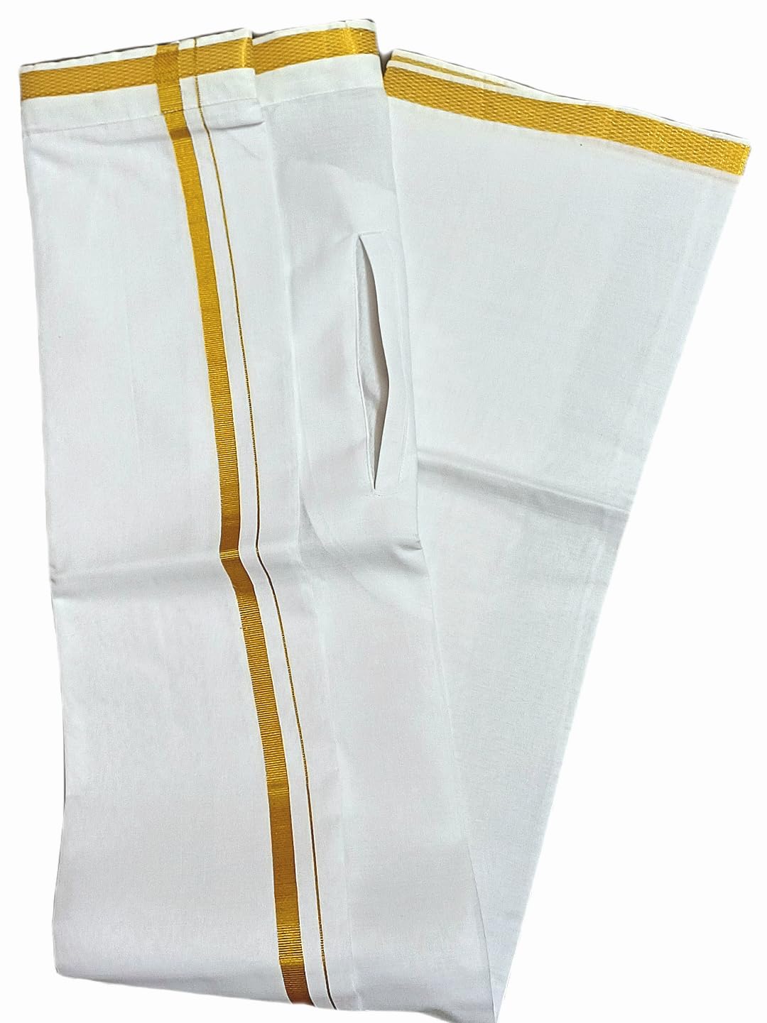 generic Star Cotton Sticking-DHOTHY, with Pocket, Size-Adjustable, 2 Meters, 1 Pc, Ivory-White-picture-21