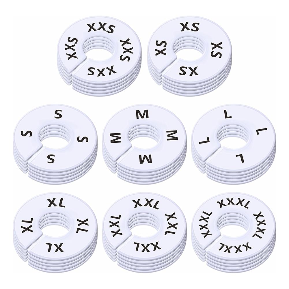 Hndhbfgrt Plastic Round White Hangers(40-Pack), Closet Rack Dividers- Sizes From XXS to XXXL