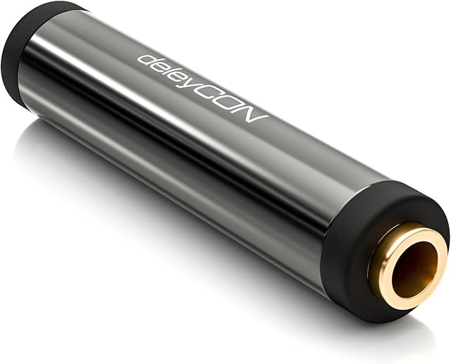deleyCON Stereo Audio Jack Adapter - 3.5mm Jack Female to 3.5mm Jack Female - Black