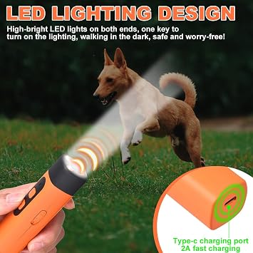 Bark Shield Anti Barking Device For Dogs, 25Ft Dog Deterrent Devices With Led Flashlight 2 In 1 Usb Stop Ultrasonic Small Medium Large Dogs