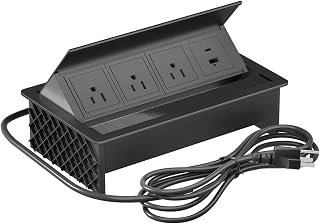 DEMER Conference Table Power Outlet PD18W Type-C Fast Charging Table Hub Connection Box with 4AC Outlets and USB Port for Conference Room Kitchen Countertop (Black)