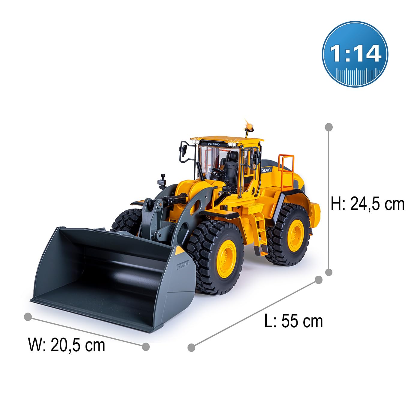 JAMARA 406302 Ładowarka kołowa Volvo L260H Metal 1:14 2,4 GHz – pojazd na plac budowy od 14 lat, zdalnie sterowany, zdalnie sterowany, zdalnie sterowany, zdalnie sterowany, zdalnie sterowany, zdalnie