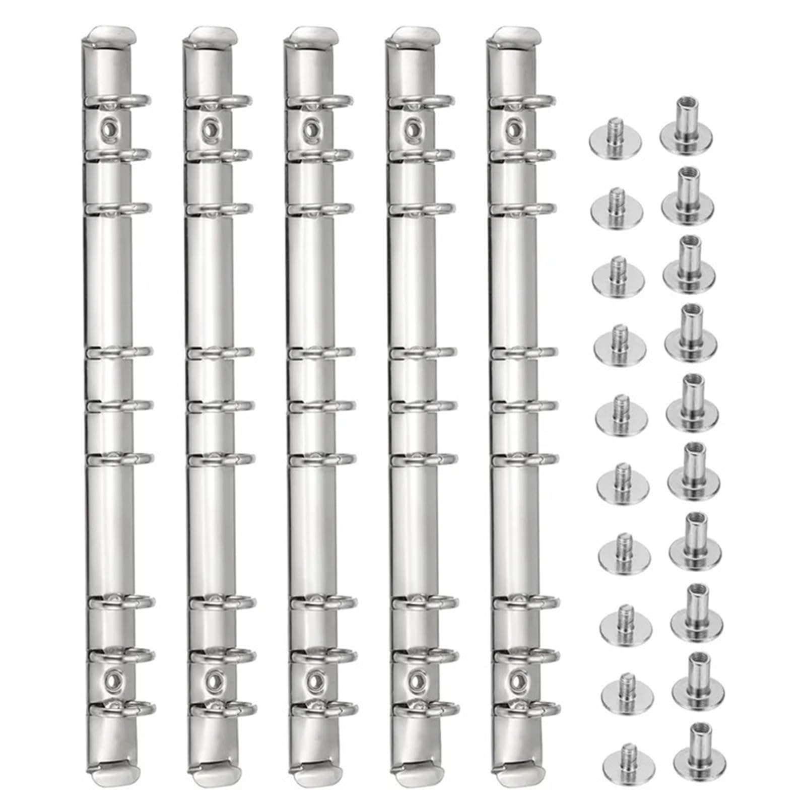Clip foglie sciolte in metallo multicolore, Meccanismo raccoglitore ad anelli A5 Dorso di ricambio a 9 fori 5 pezzi 2 cm Argento