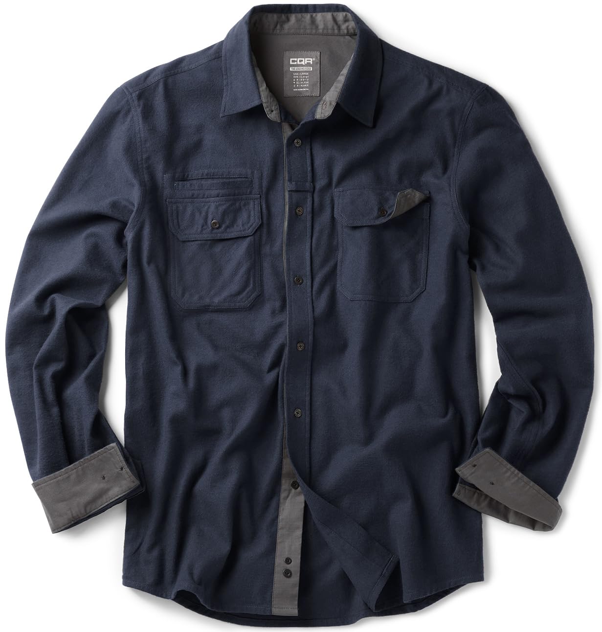 CQR Men's 100% All Cotton Button Down Flannel Shirt