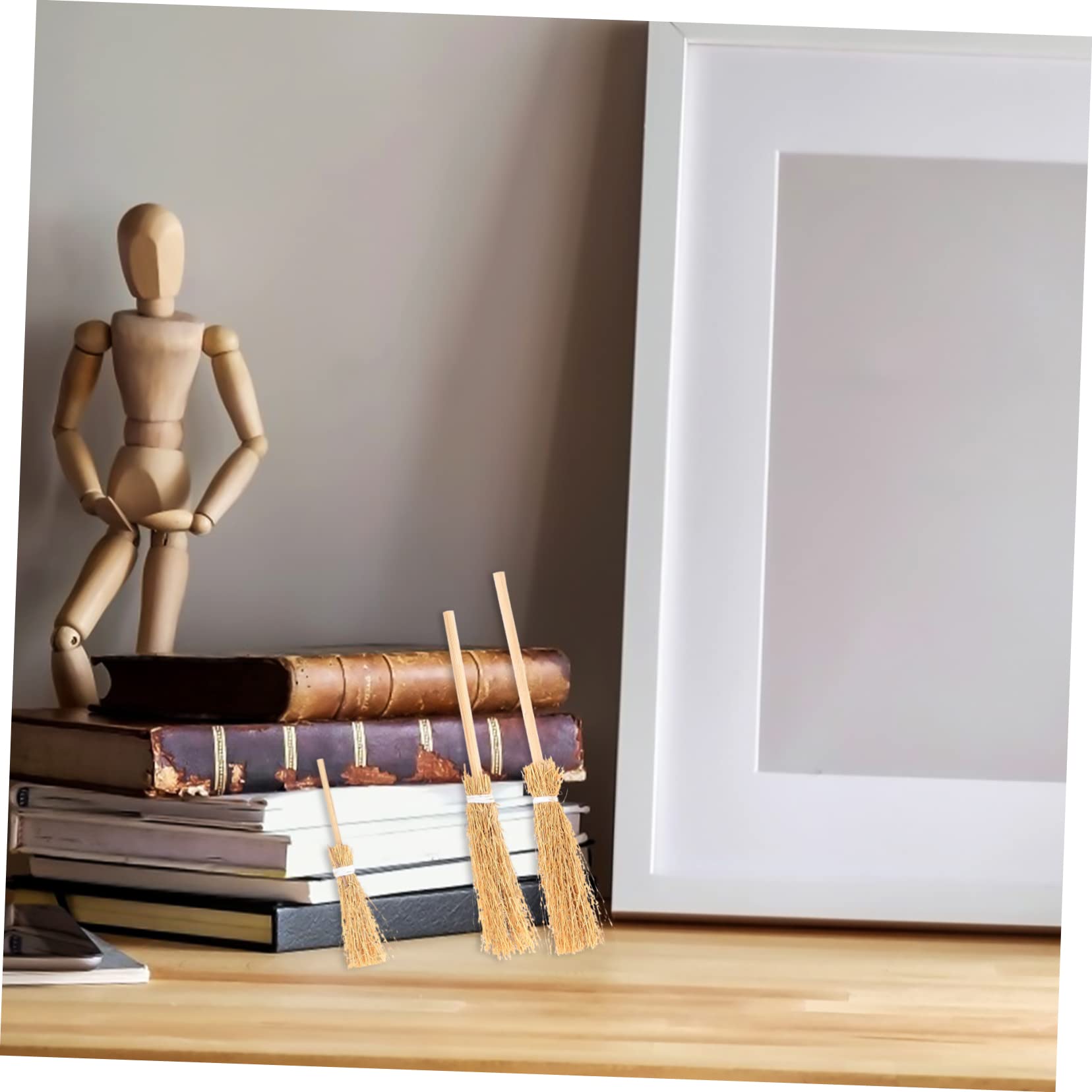 minkissy 2sets Realistic Mini Broom Craft for Playhouse Decor Mini House Accessories 10pcs*2