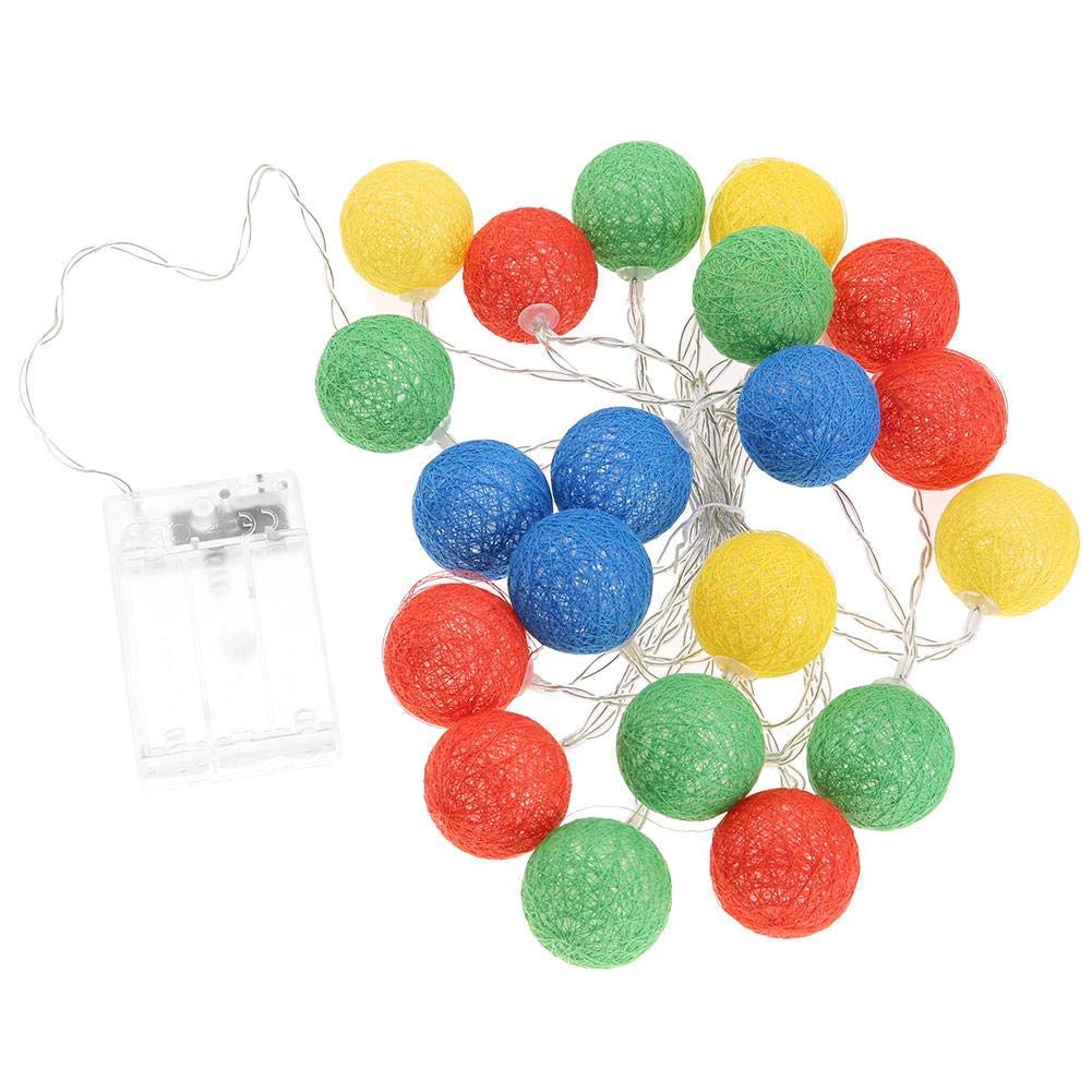 Treer Cotton Ball String Fairy Lights 6cm Christmas Balls Warm White LED Night Lights Battery Garland Lamp Garden Indoor Home Holiday Party Wedding Xmas Decoration (4.5M-30LED,Red)