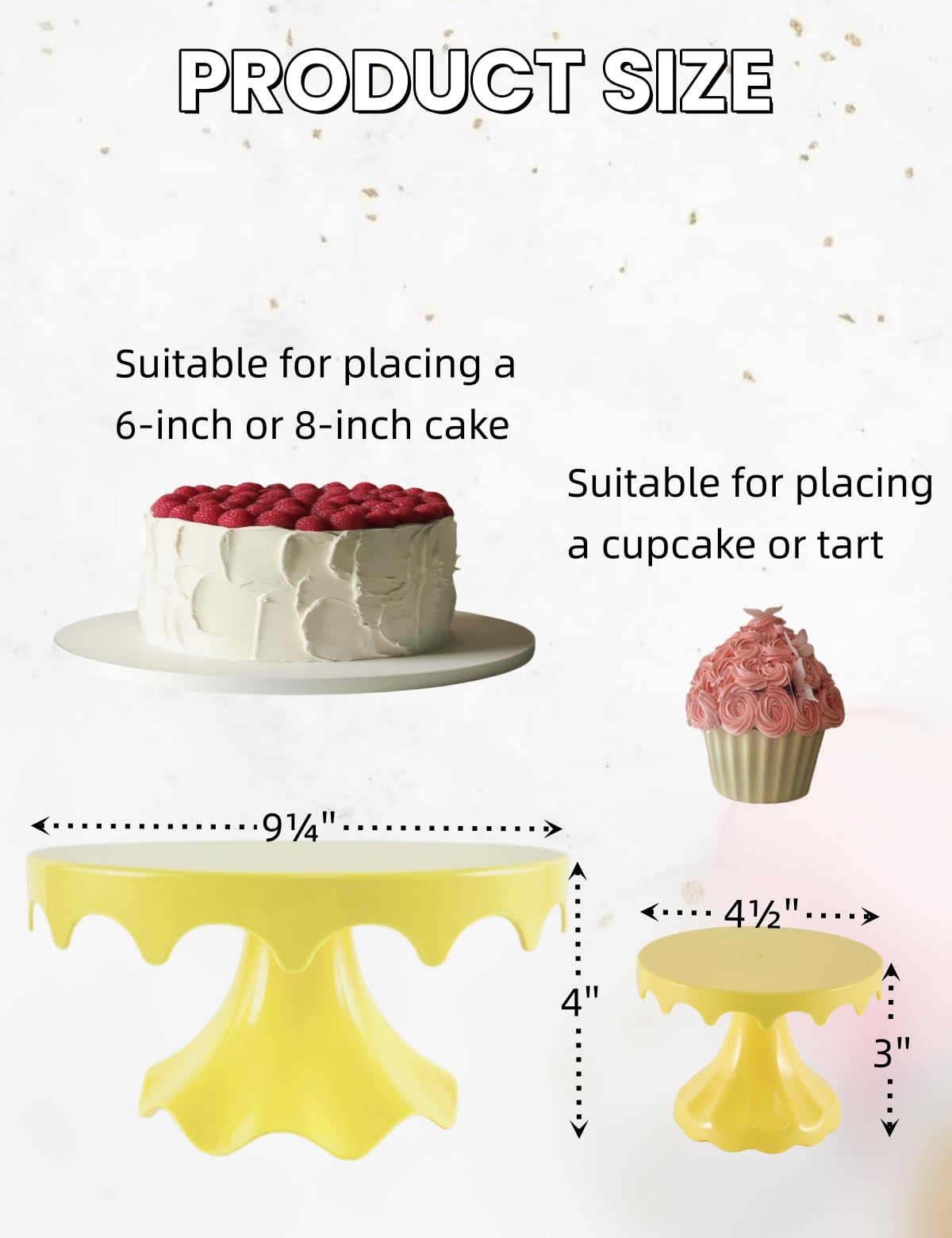 Cake Stand Set of 3, Plastic Cupcake Holders for Dessert Table, Round Dessert Stands for Party,Wedding,Birthday,Celebration,Baby Shower,Anniversary (Macaroon Yellow)