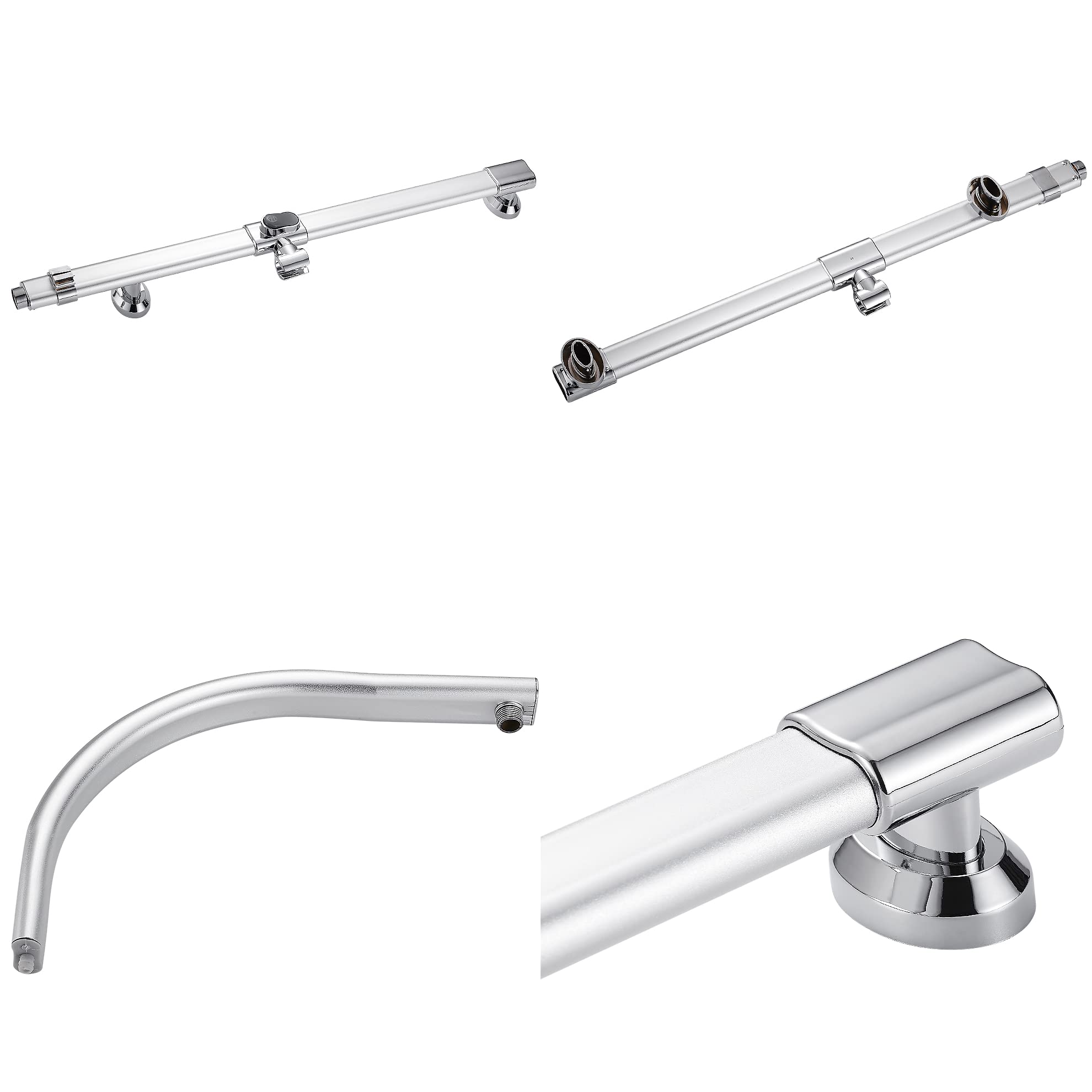 MINGYI Colonna doccia idromassaggio, con doccetta, testa doccia quadrata 20 cm e porta sapone, senza miscelatore, connettore DIN standard 1/2" (argento)