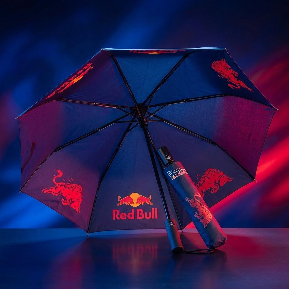 Parapluie Red Bull Sparks Red Bull Ring U 13 OS 22 | Parapluie compact unisexe | Structure résistante au vent et design sportif officiel