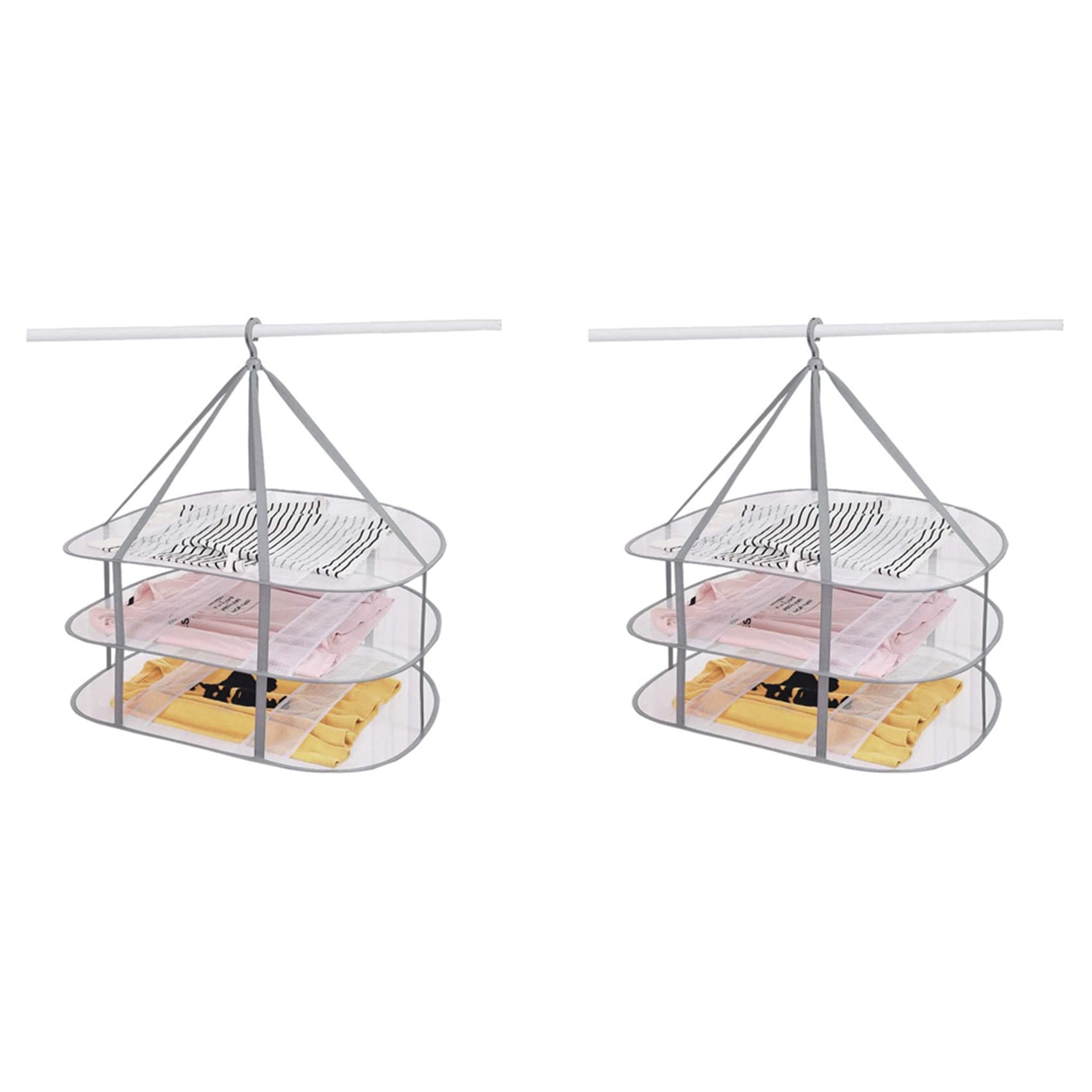 Hndhbfgrt 2X 3-Tier Sweater Drying Rack Hanging Clothes Hanging Dryer Laundry Mesh Drying Rack, Foldable Clothing Dryer Racks