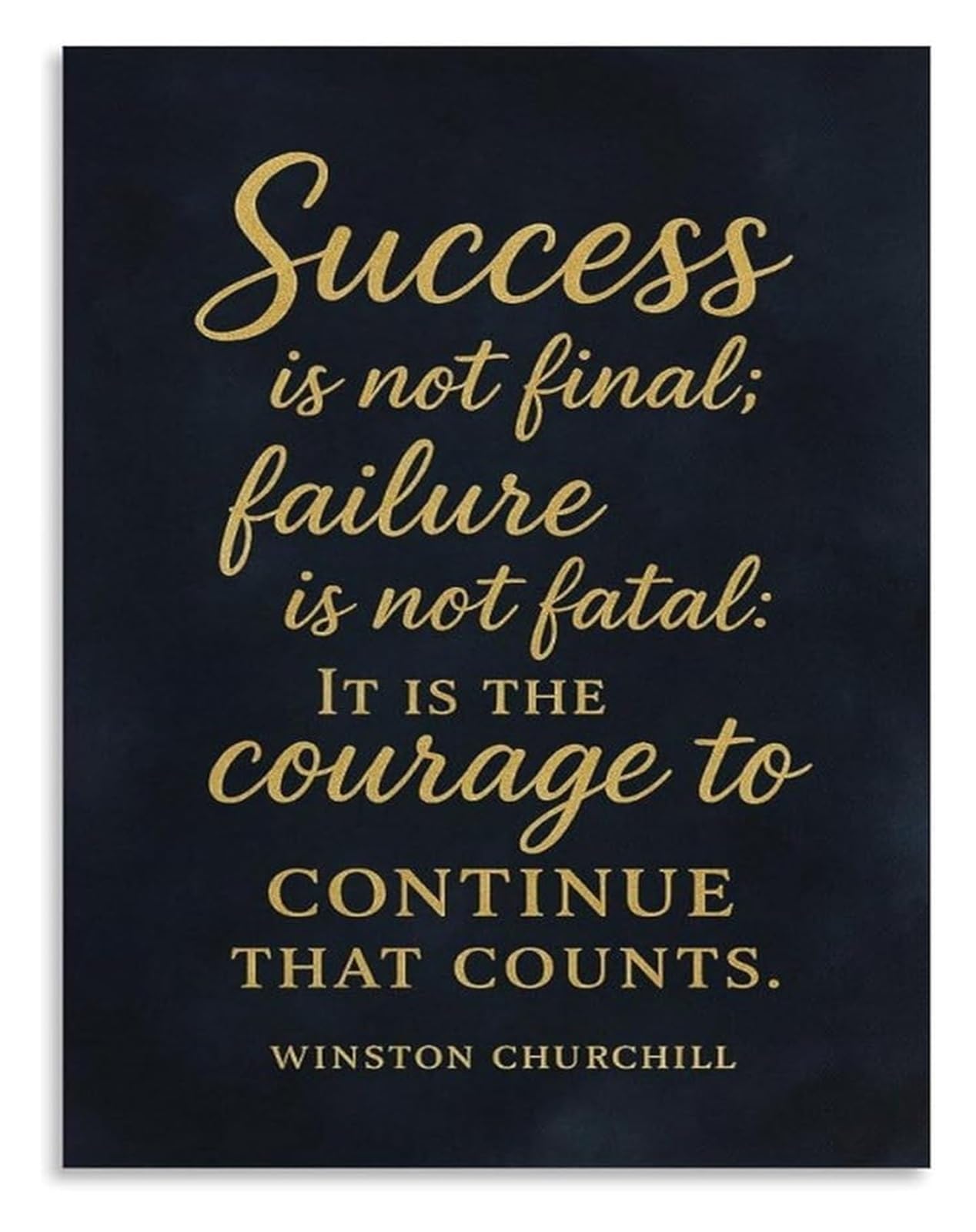 LLBOGRGGN Famous Quote Poster Winston Churchill Success Is Not Final Failure Is Not Fatal It Is The Courage to Continue That Counts for Motivational Office Decor(Framed,16x24inch(40x60cm))