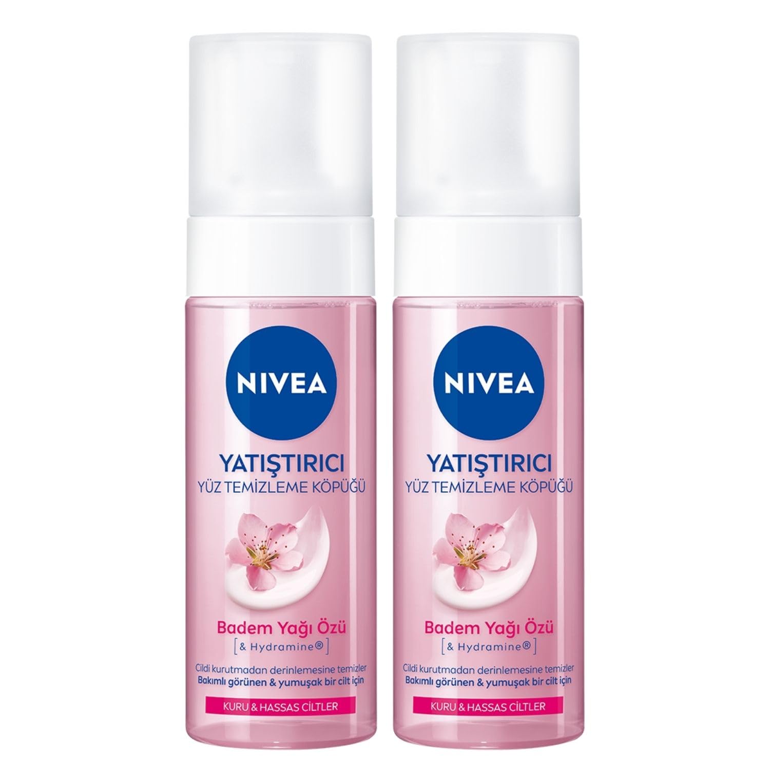 NIVEA Yatıştırıcı Yüz Temizleme Köpüğü 150ml, Kuru ve Hassas Ciltler, Nemlendirici, Badem Yağı, Yüz Bakım, X2 Adet