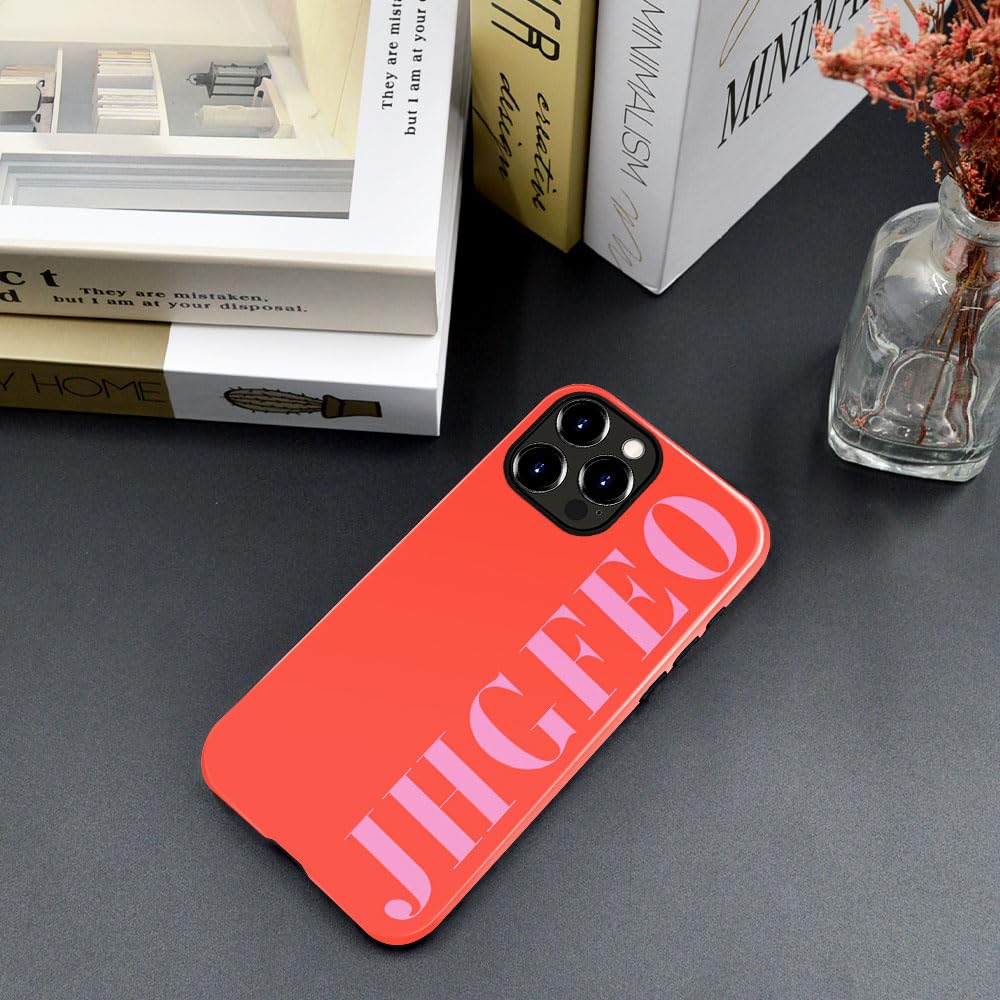 Funda personalizada personalizada con monograma inicial rosa 014 diseño para iPhone 16 Pro Max 15 14 12 13 11 Plus, funda rígida híbrida brillante de 2 capas a prueba de golpes, para niñas y