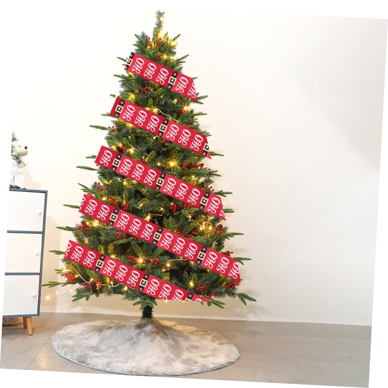 Amosfun 4stücke Weihnachtsband Für Weihnachtsbaumdeko Rotes Schleifenband Aus Feinem Leinenmaterial Für Kränze Und Festliche Projekte