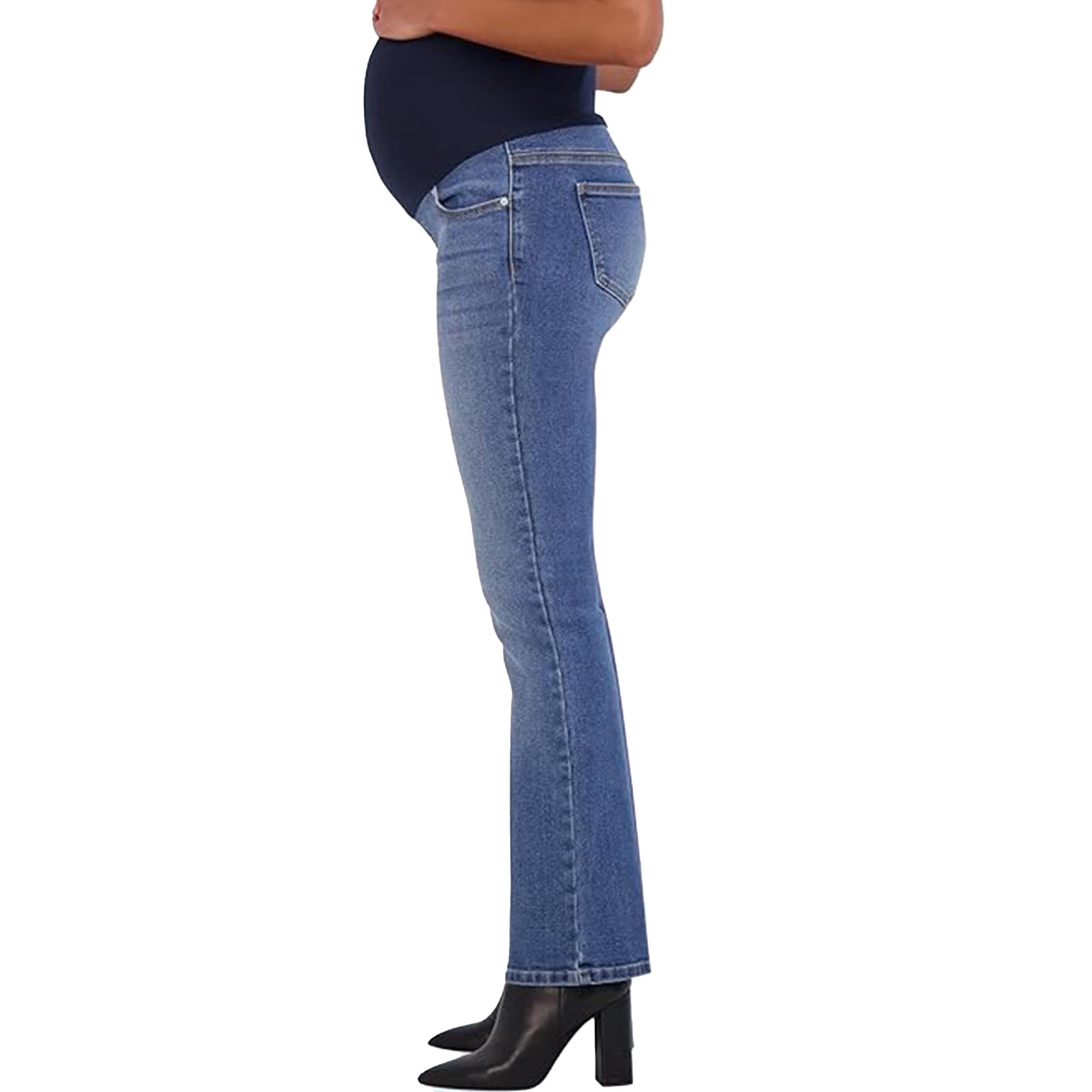 Savi Parker Damen Umstandsjeans Bootcut mit Taschen - Schwangerschaft Must Haves Umstandsjeans über dem Bauch - 82,5 cm Schrittlänge