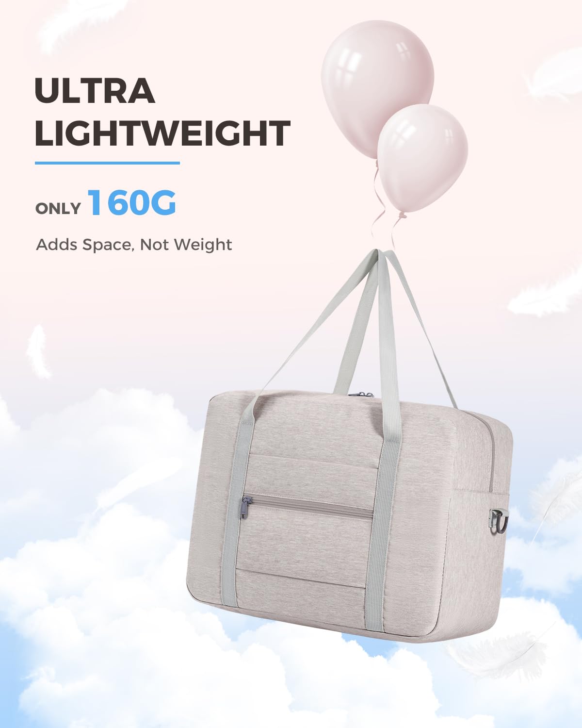 WANDF Bagaż Podręczny do Samolotu Składany Ryanair 40x20x25cm Torba Sportowa, Szpitalna, Weekendowa (Denim Beżowy 20l z Paskiem na Ramię)