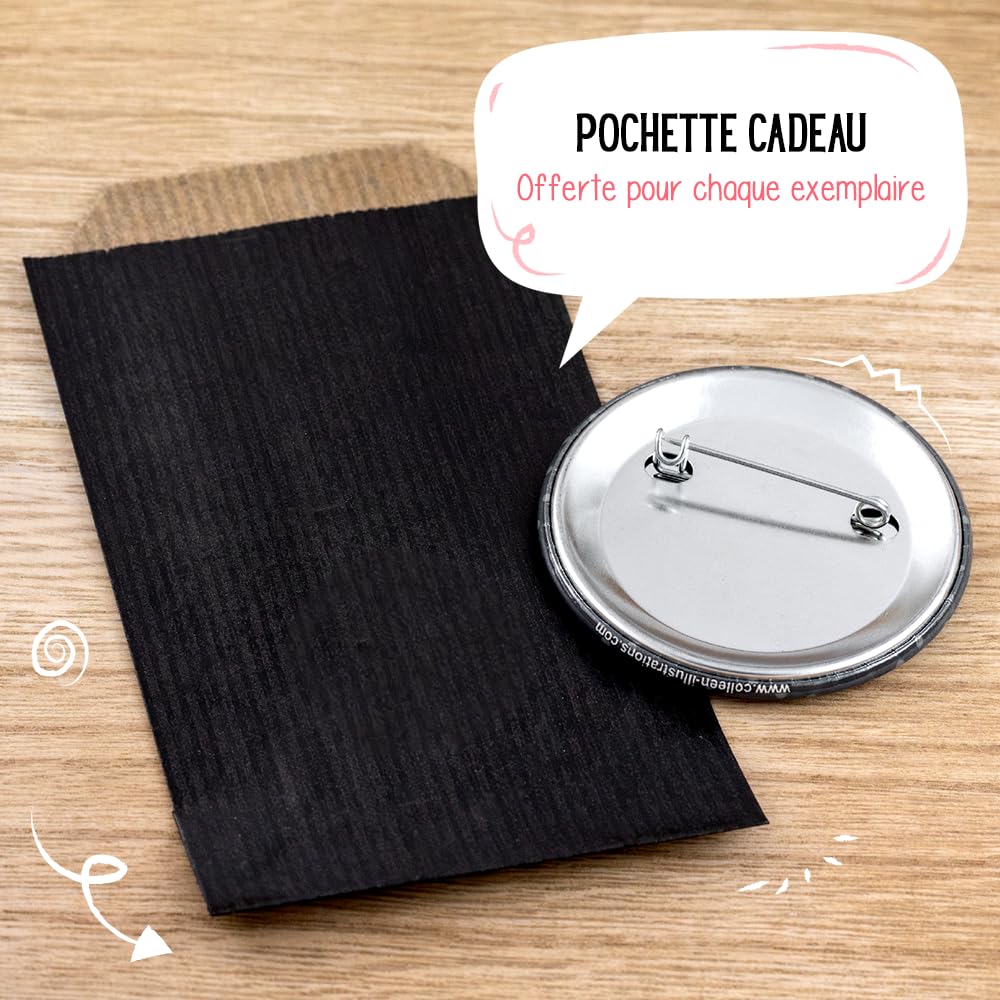 Badge personnalisable 5,6cm avec texte photo logo pour évènement fête mariage anniversaire baptême - Artisanat français Colleen Illustrations