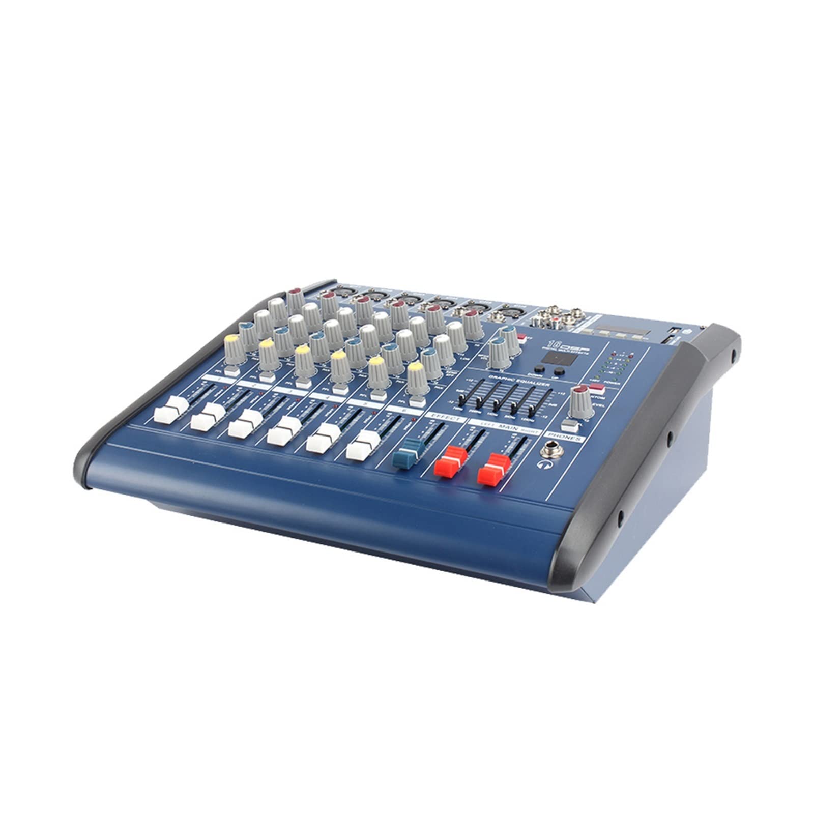 VCHICS Audiomixer, 6-Kanal-Mixer-Mischpult Nehmen Sie 48-V-Phantomspeisung mit BT auf für Gitarren, Bässe und Keyboards