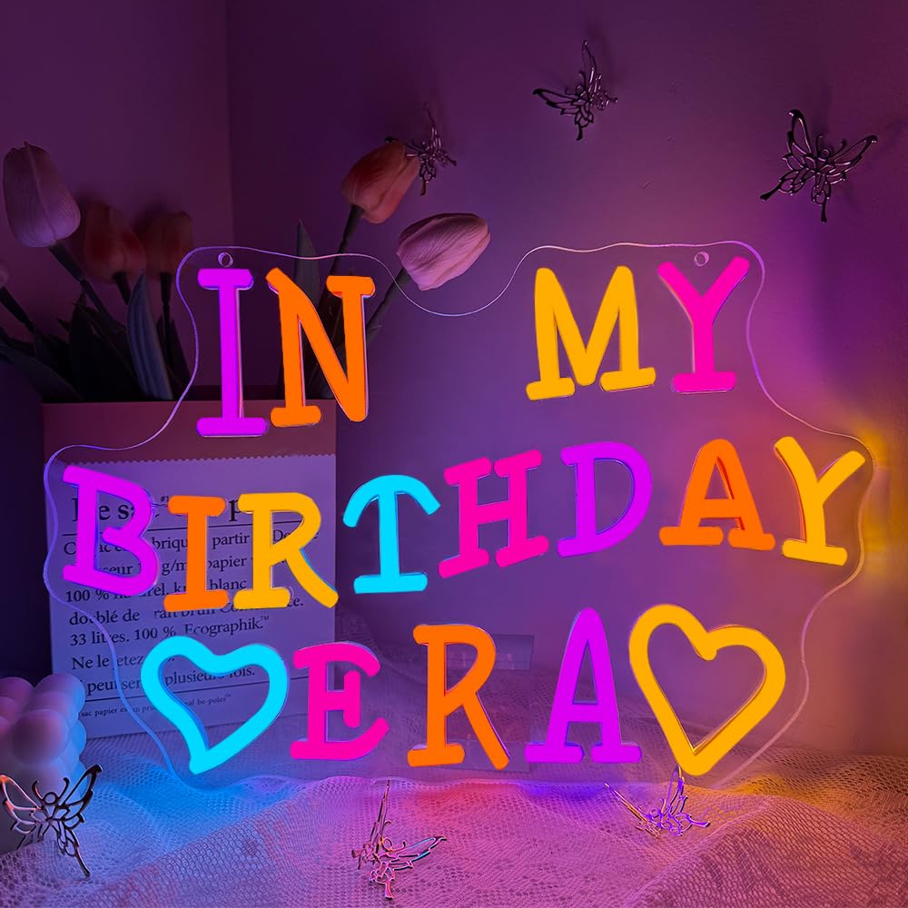 Neonowy znak "In My Birthday", kolorowe urodzinowe znaki świetlne LED do dekoracji ścian, tło piosenkarza, muzyka, prezent na koncert na żywo, do sypialni, klubu, na przyjęcie urodzinowe, męska