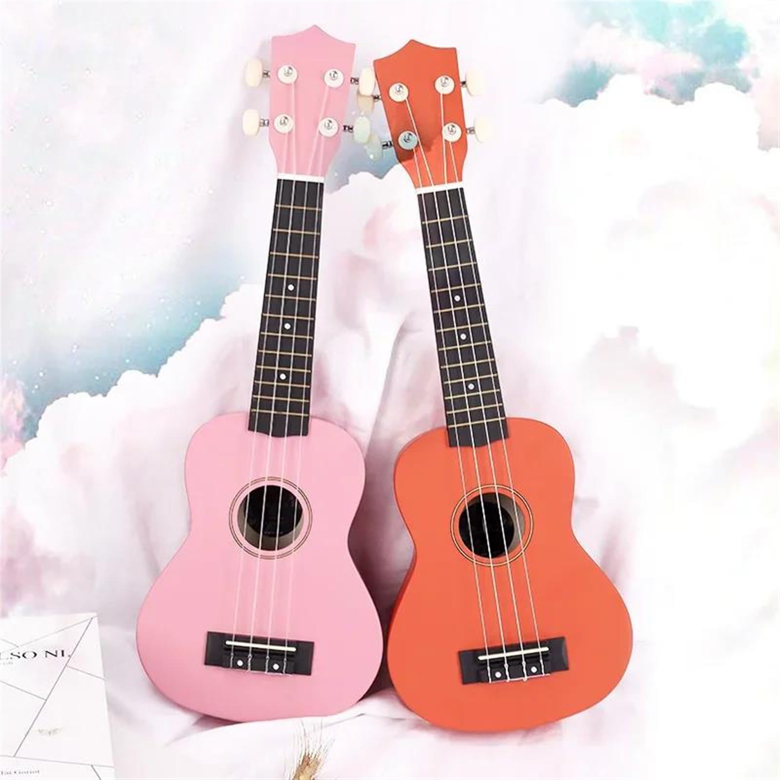 ukulele 21-calowa 4-strunowa Gitara Basowa Ukulele Z Włókna Węglowego Dla Początkujących(Color:Pink)