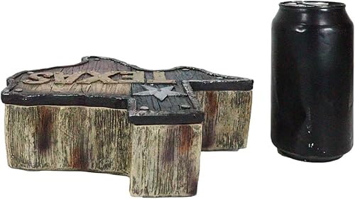 Miniatura 8 de Ebros Gift Rústico mapa patriótico occidental de Texas Lone Star State, caja decorativa de joyería con acabado envejecido de madera sintética