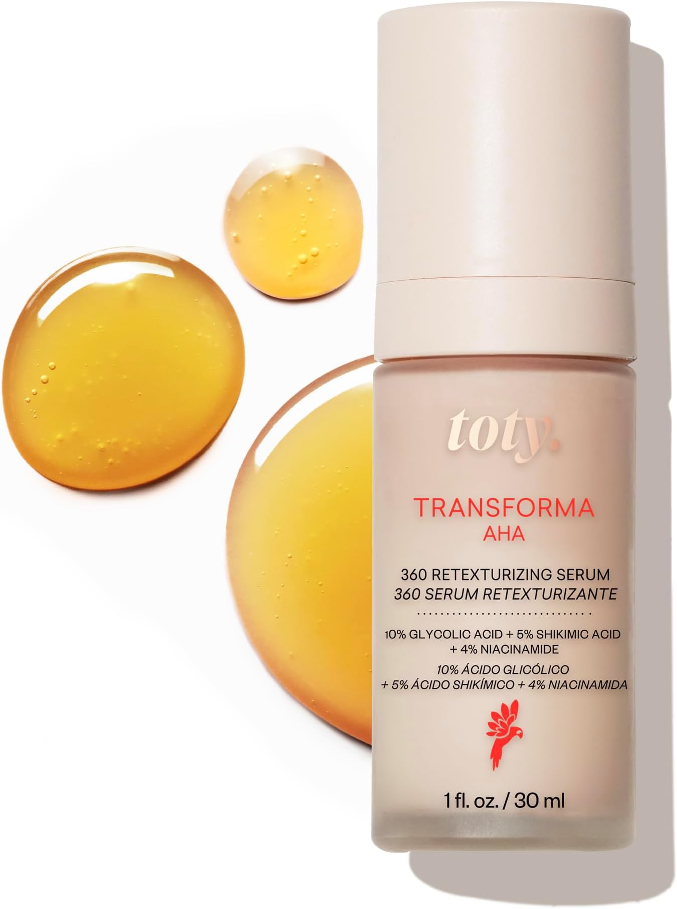 toty. by Sofia Vergara - Transforma AHA 360º Retexturizing Serum - Sun Damage Repair For Face - Glycolic Acid Serum - Anti Aging Treatment for Dark Spots, Lines, Wrinkles - Travel Size (0.5 fl oz)