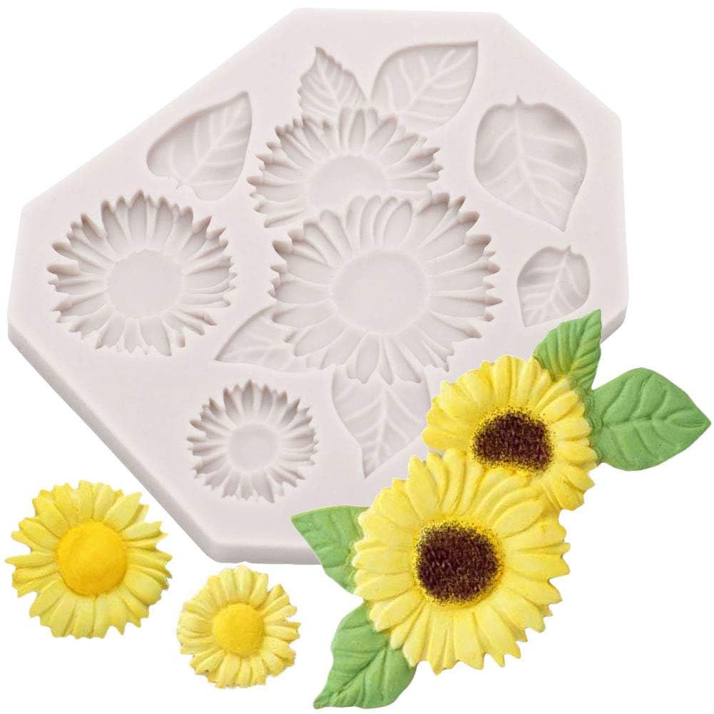 Skytail Big Sunflower Fondant Mold, Sun Flower Leaf Silicone Mould Candy Making Tray for DIY Chocolate sugarcraft Gum Paste Cupcake Cake Topper Polymer Clay Handmade Crafting Cake Decoration-image-46