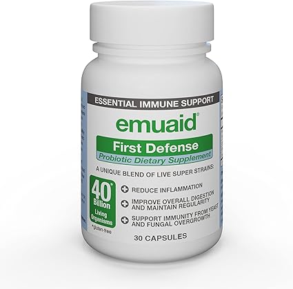 Amazon Com Emuaid First Defense Probiotic 30 Capsules Probiotics Dietary Supplement Containing Lactobacillus Acidophilus Bifidobacterium Bifidum Streptococcus Thermophilus For Health Digestion Bloating Health Household