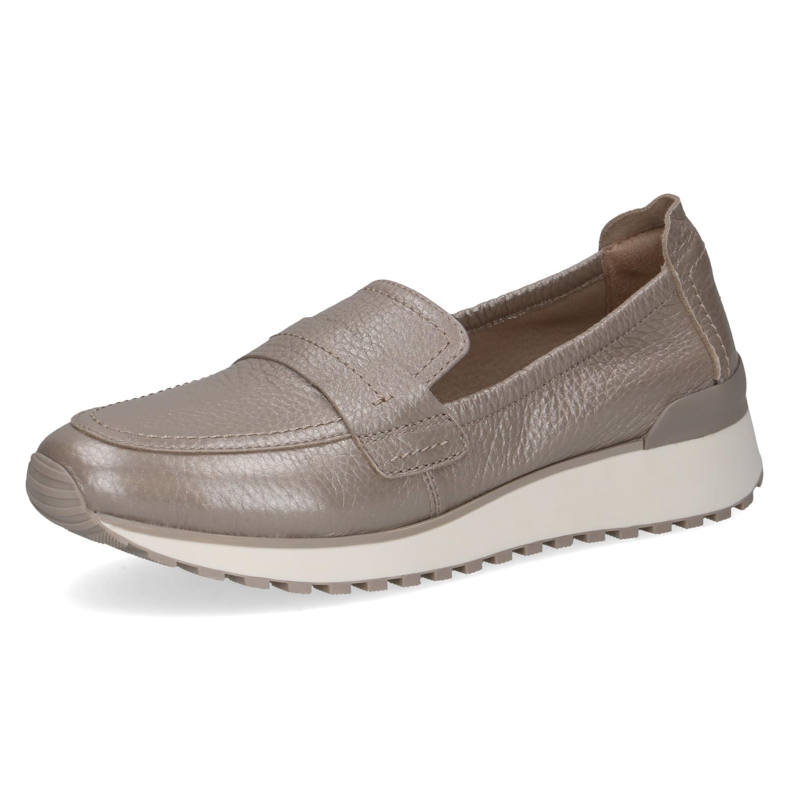 CAPRICE Women’s Leather Slip-ons, Gray (Stone PER.Deer), 3.5 UK