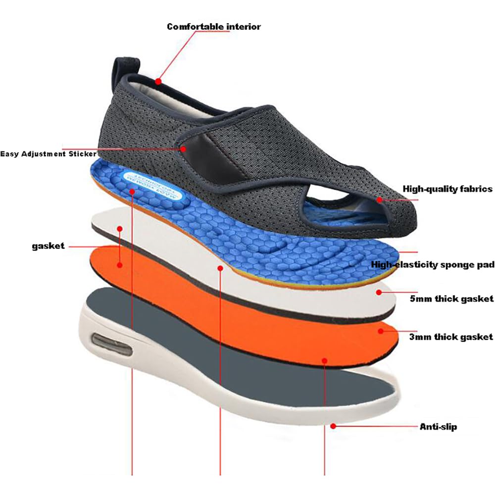 Zapatos para Diabéticos Zapatos para Caminar Ajustables Zapatos Ortopédicos Zapatos Ortopédicos Zapatillas Extra Anchas Zapatos Casuales Fáciles De Poner Antideslizantes para Pies