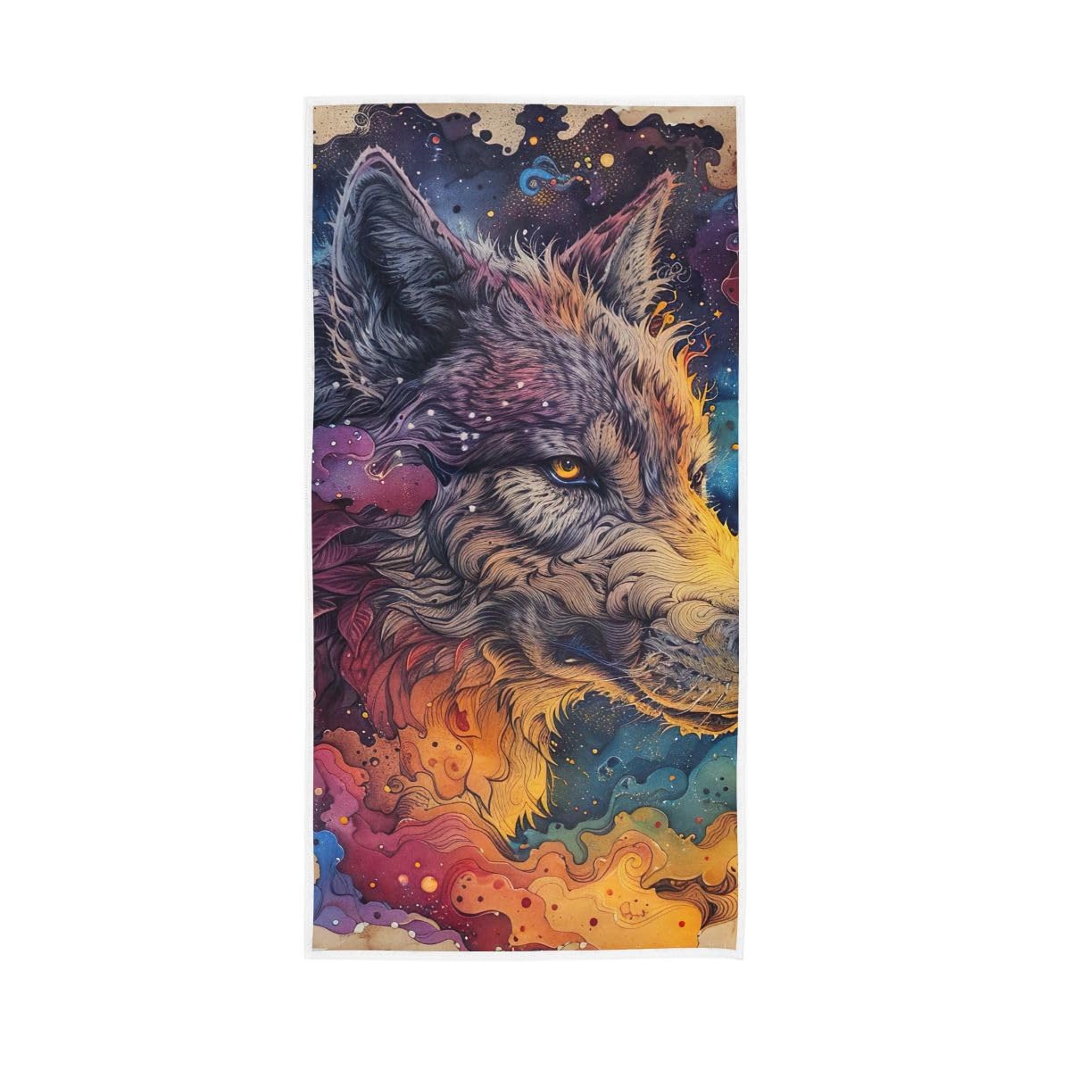 LSRCPD Stunning Colorful Wolf Hand Towel, Multipurpose Spa Towels for Hand, Face, Hair, Bath 15 x 30 Inches