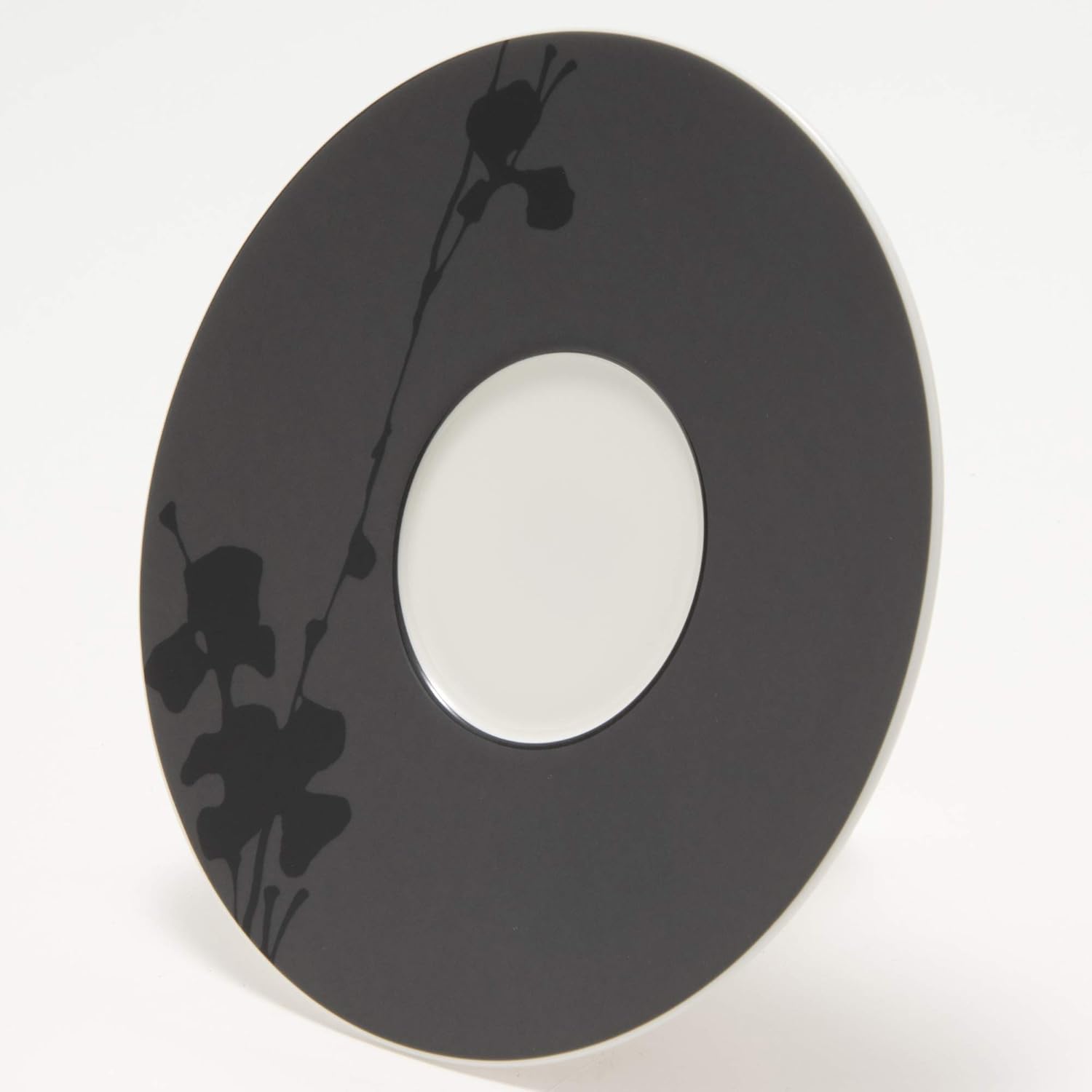 Narumi 51230-5608 Cup Saucer, Black Plants, Black, 5.9 inches (15 cm), Microwave Heating Safe, Made in Japan