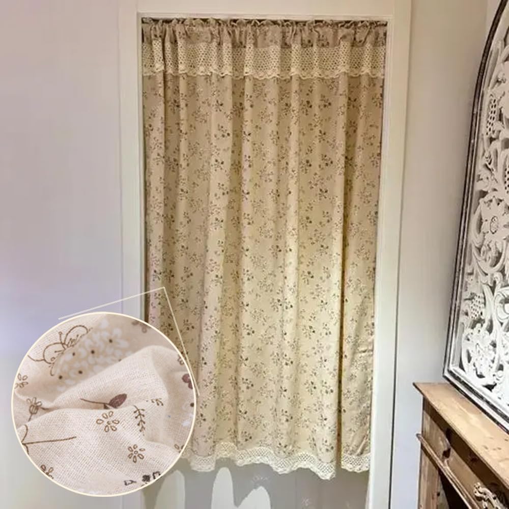 Tissu en lin imprimé au mètre - Longueur : 4 m - Largeur : 150 cm - Beige - Avec motif floral - Pour la décoration de rideau - Aspect lin - Nappe de bricolage - Pour canapé, sacs, bricolage
