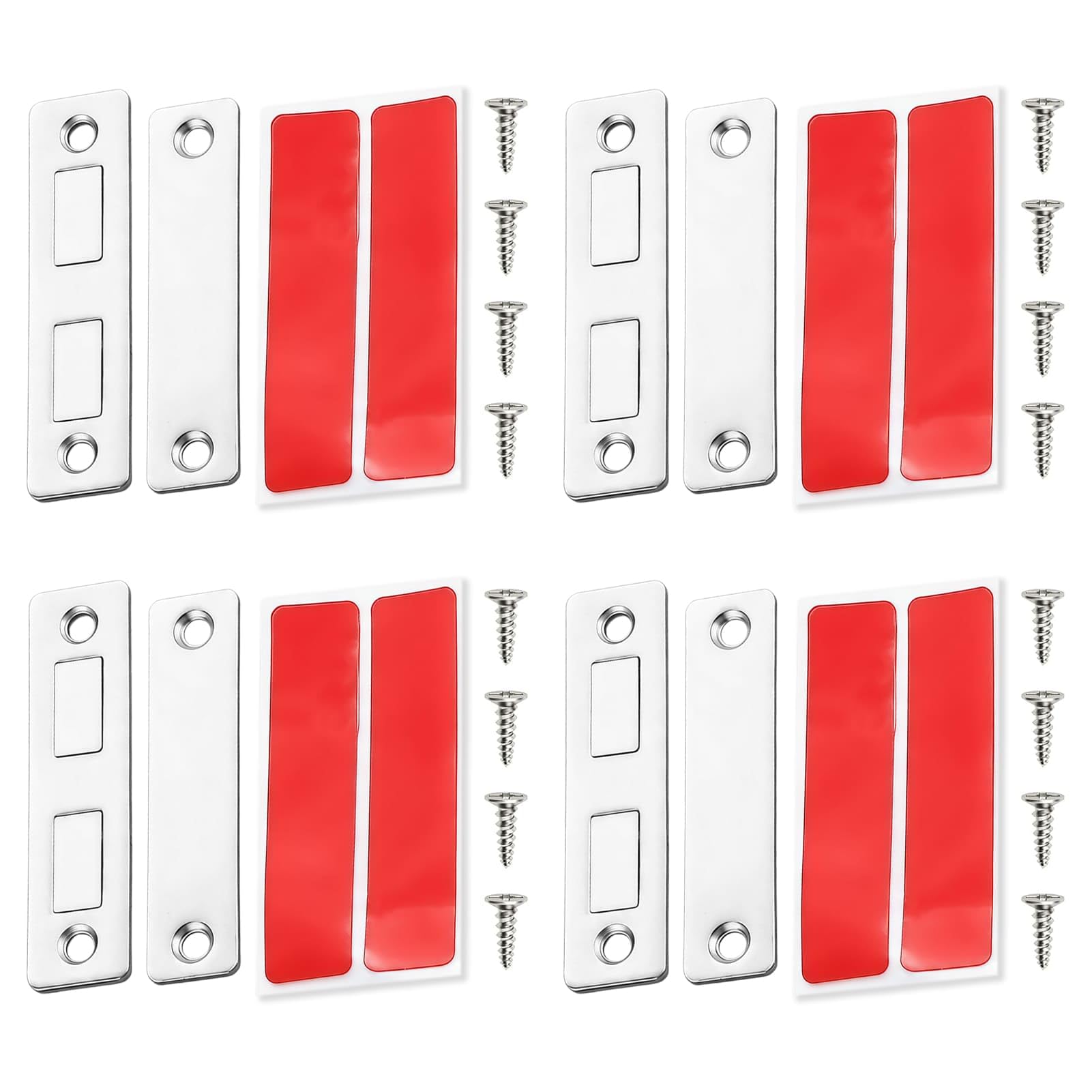 Door Magnets, 4 Pack Ultra Thin Magnetic Catch for Cabinet Door Self Adhesive for Wardrobe, Furniture, Drawer and Closet Cupboard Sliding Closet Door Closing