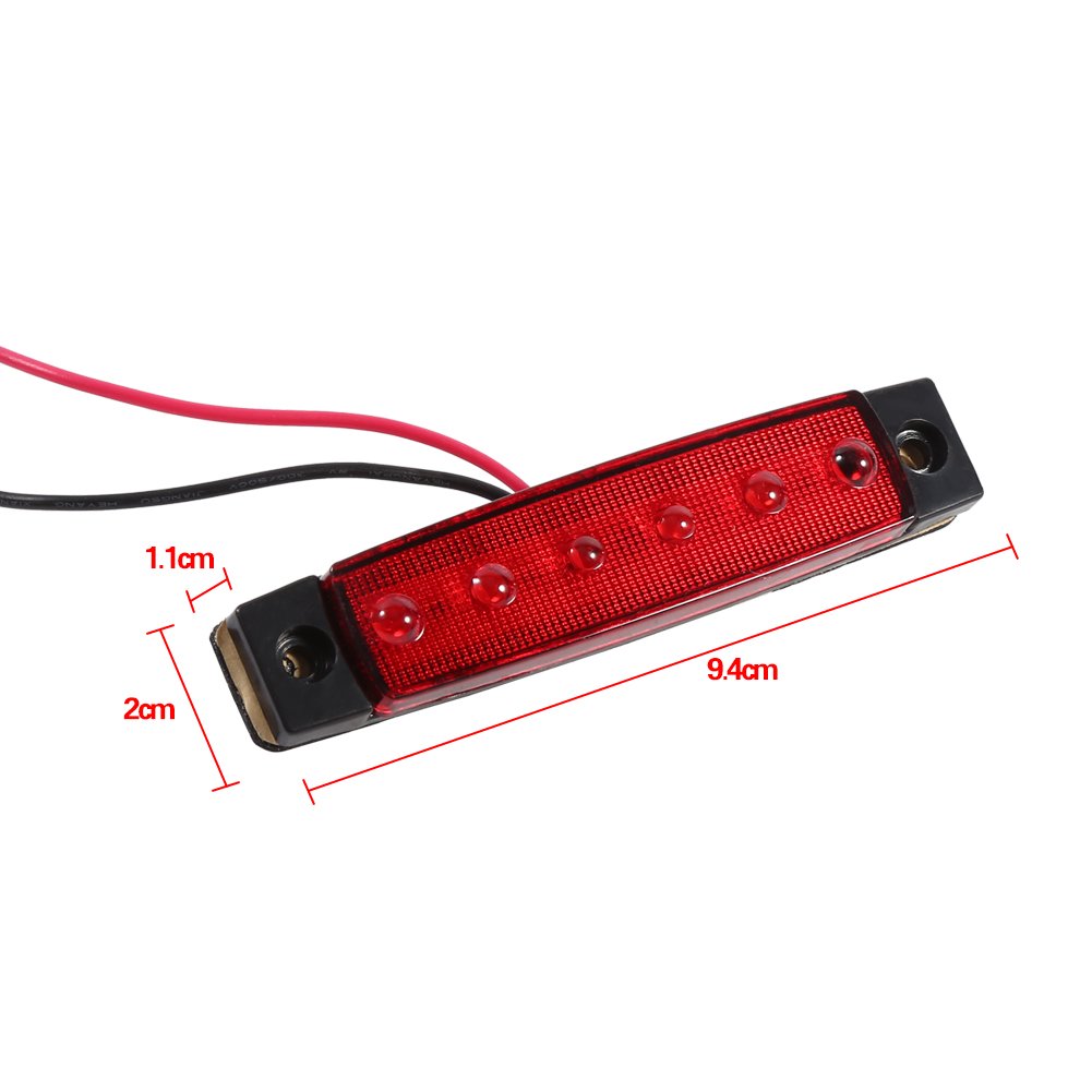 KIMISS led 24v camion-led camion 24v-Luce di Posizione Laterale 10x 6 LED Luce di Ingombro 24V 1500K per Camion, Furgone, Roulotte(Rosso)