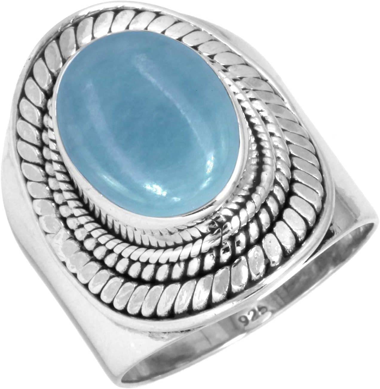 Genuine 925 Sterling Silver Handmade Jewelry Oval Amber, Moonstone, Garnet, Crystal Natural Gemstone Boho Ring For Women