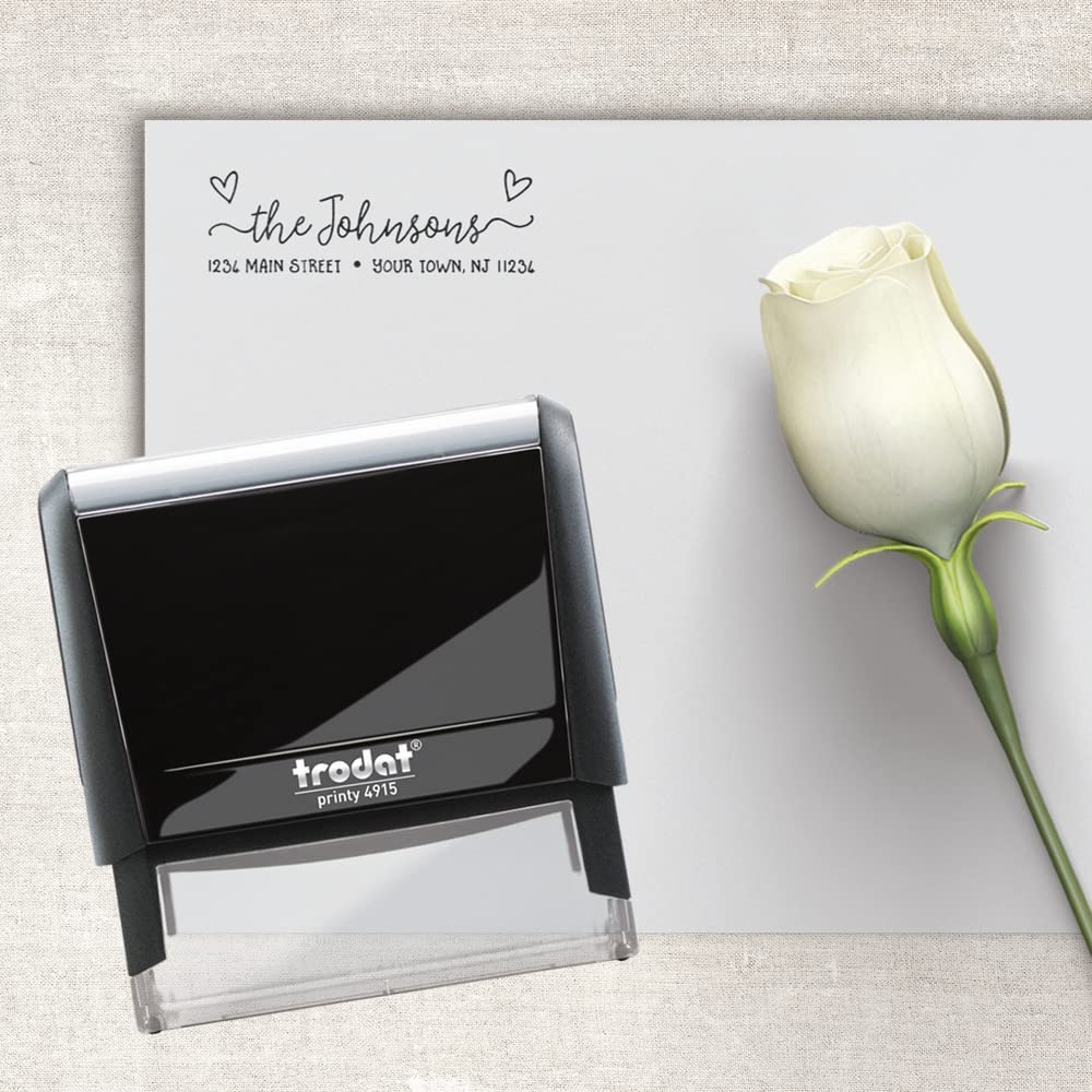 Trodat Printy 4915 Timbro Personalizzato Autoinchiostrante, max 6 Righe, Dimensione Impronta 70x25 mm, Colore Timbro Nero, Cartuccia Inchiostro Rosso, Ideale per Uffici, Aziende, Medici, Insegnanti