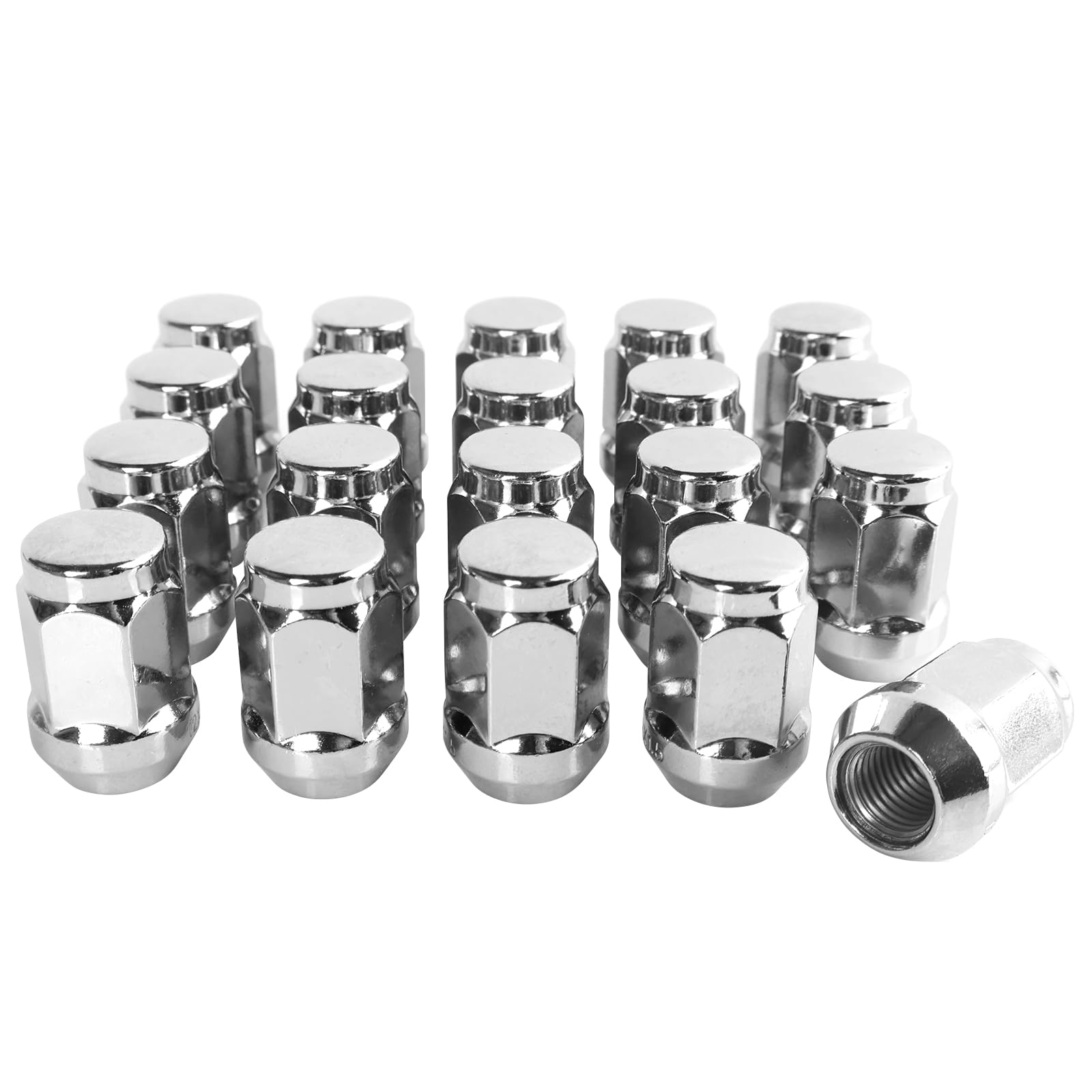 M12x1.5 Lug Nuts, 12x1.5mm Wheel Lug Nuts Upgraded Conical Seat 60 Degree Suitable for Aftermarket Wheel Chrome Closed End Bulge Acorn Aftermarket Wheel Lug (20PCS)