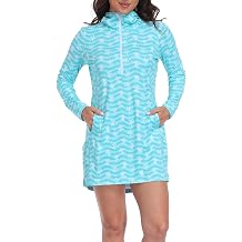 HDE Beach Coverups for Women UPF 50 Long Sleeve Swim Cover Up Dress with Hood Quick Dry Sun Protection Tunic with Pockets