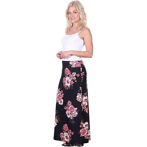 Popana Long maxi skirts for women – High Waisted Flowy Long Skirt for Women, Casual A-Line Plus Size Maxi Skirt