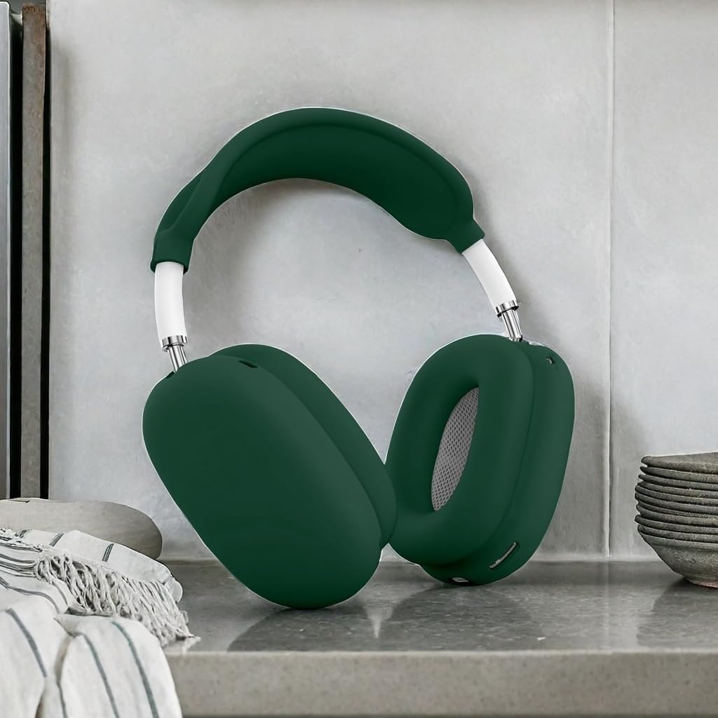 Silicone Case Cover for AirPods Max Headphones，Anti-Scratch Ear Cups Cover/Ear Pad Case Cover/Headband Cover 3 in 1 Accessories Silicone Protector for Apple AirPods Max（Dark Green） - Image 6