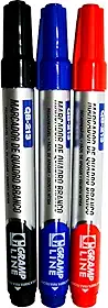 Pincel Para Quadro Branco, Gramp Line, Qb213, Recarregavel, com 03 Cores