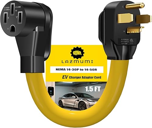 NEMA 14-30P a 14-50R Cable adaptador de cargador EV compatible con EV, 125V250V 4 clavijas de secadora enchufe macho a 50 amperios 4 clavijas EV