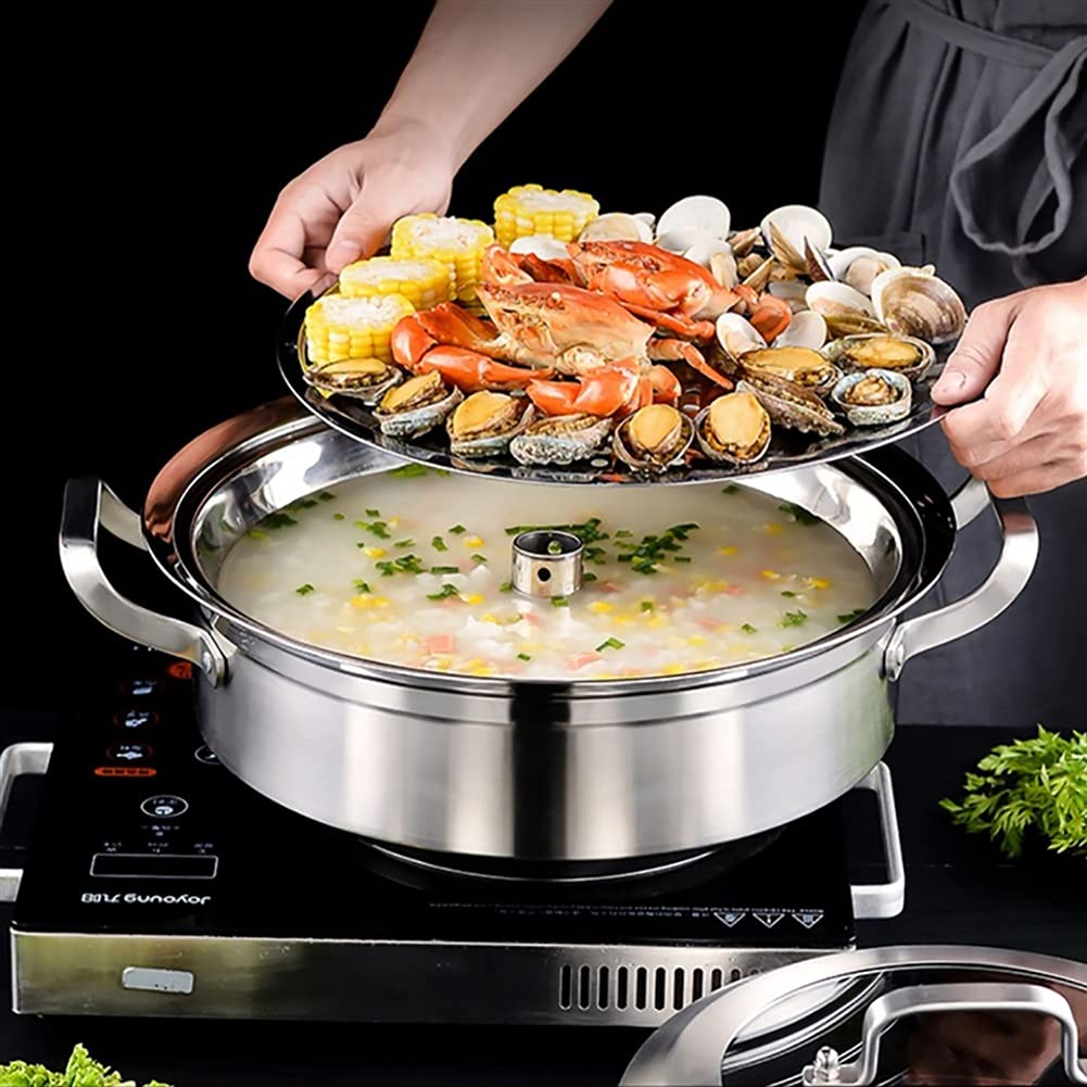 Olla arrocera de Acero inoxidable 304 para cocinar al Vapor o Caldo, olla espesadora doméstica (30/32/34 cm) para cocina de Gas o de inducción (30 cm)