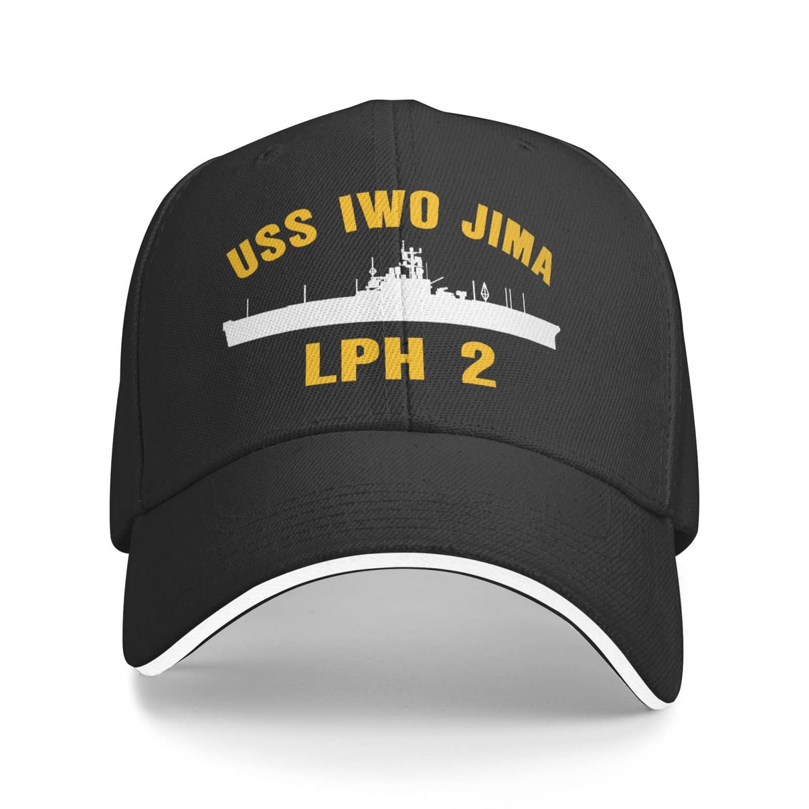 USS Iwo Jima Lph-2 Unisex Baseball Cap Adjustable Snapback Hats Dad Hat Trucker Hat Sandwich Cap Black