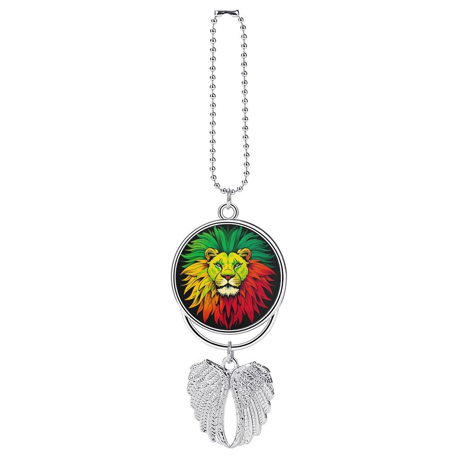 Guardian Angel Wing Lion's Head Majestic Car Hanging Ornament for Rearview Mirror Silver Car Charm Pendant Decorations Rearview Mirror Hanging Accessory Decor Gift for Women Men New Drivers